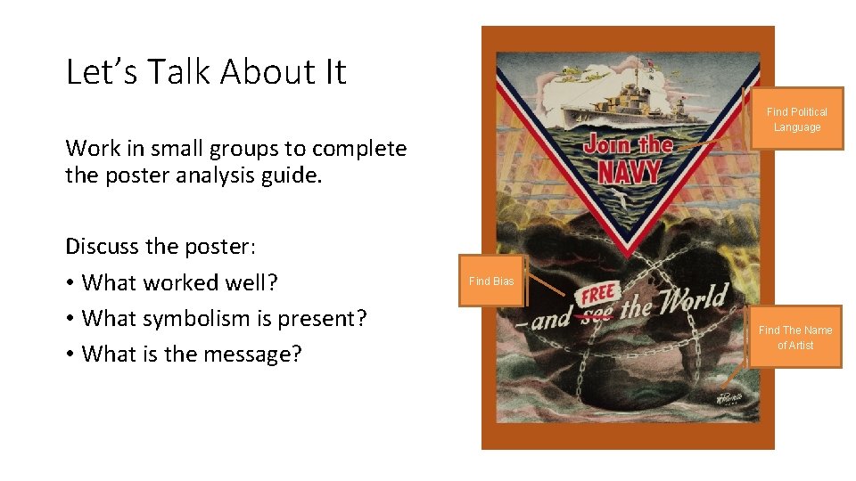 Let’s Talk About It Find Political Language Work in small groups to complete the