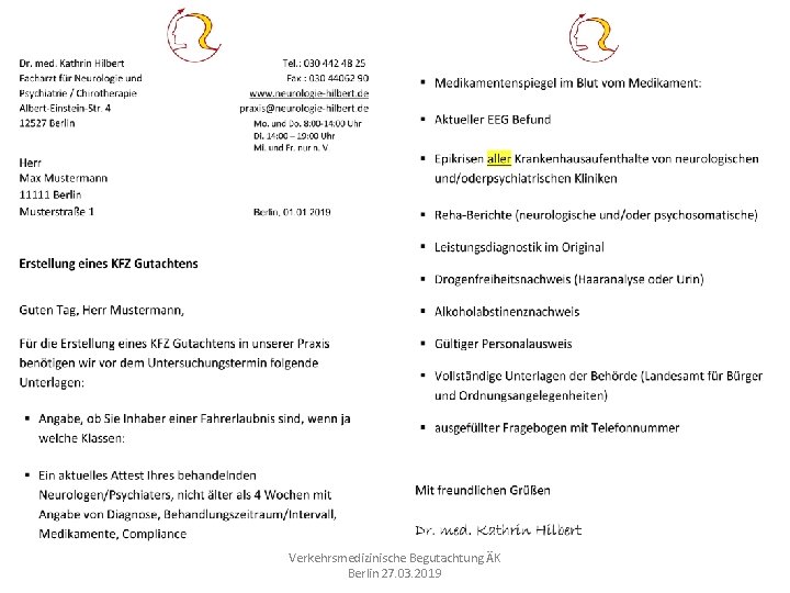 Verkehrsmedizinische Begutachtung ÄK Berlin 27. 03. 2019 
