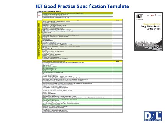IET Good Practice Specification Template 