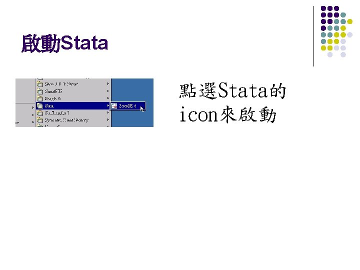 啟動Stata 點選Stata的 icon來啟動 