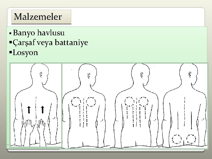 Malzemeler § Banyo havlusu §Çarşaf veya battaniye §Losyon Öğr. Gör. Dr. Serap TORUN 51