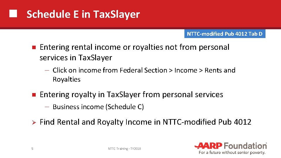 Schedule E in Tax. Slayer NTTC-modified Pub 4012 Tab D Entering rental income or