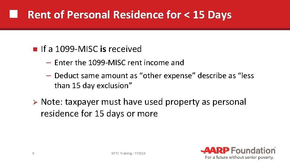 Rent of Personal Residence for < 15 Days If a 1099 -MISC is received