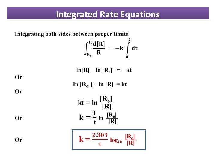 Integrated Rate Equations 