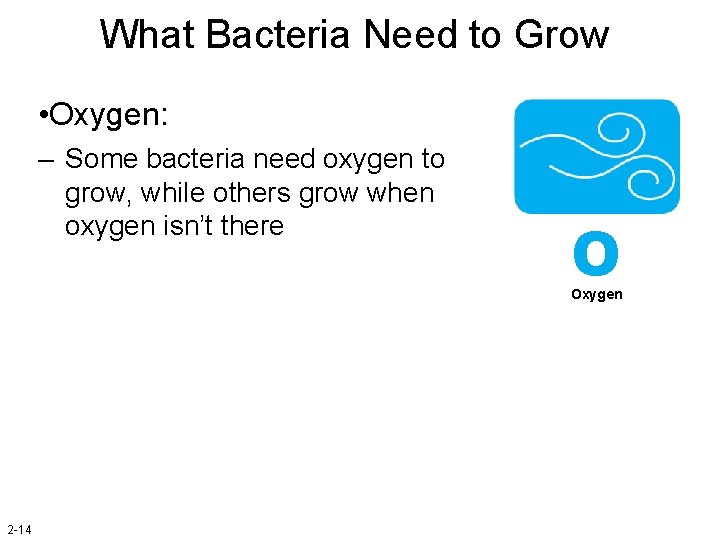 What Bacteria Need to Grow • Oxygen: – Some bacteria need oxygen to grow,