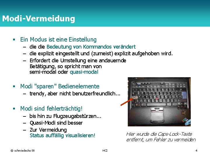 Modi-Vermeidung TFH Berlin § Ein Modus ist eine Einstellung – die Bedeutung von Kommandos