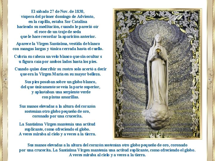 El sábado 27 de Nov. de 1830, víspera del primer domingo de Adviento, en El sábado 27 de Nov. de 1830, víspera del primer domingo de Adviento, en