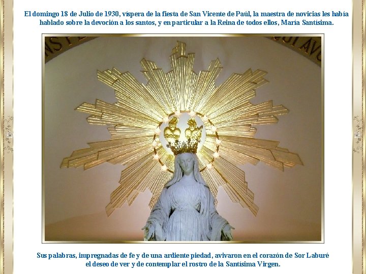 El domingo 18 de Julio de 1930, víspera de la fiesta de San Vicente El domingo 18 de Julio de 1930, víspera de la fiesta de San Vicente