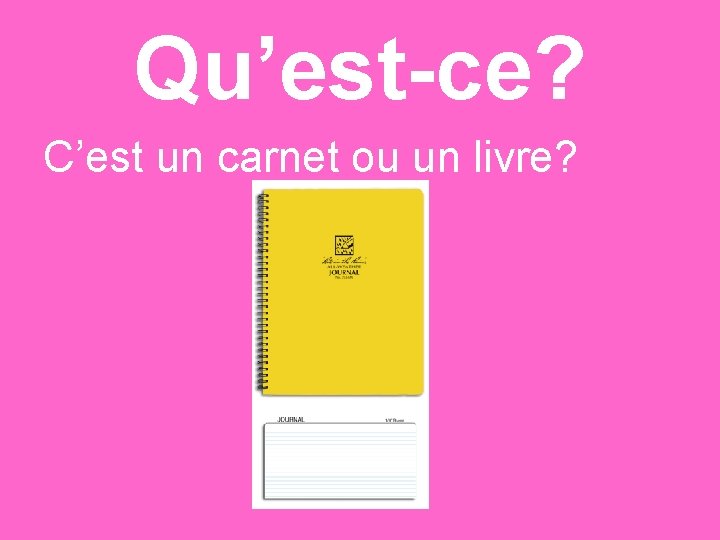 Qu’est-ce? C’est un carnet ou un livre? 