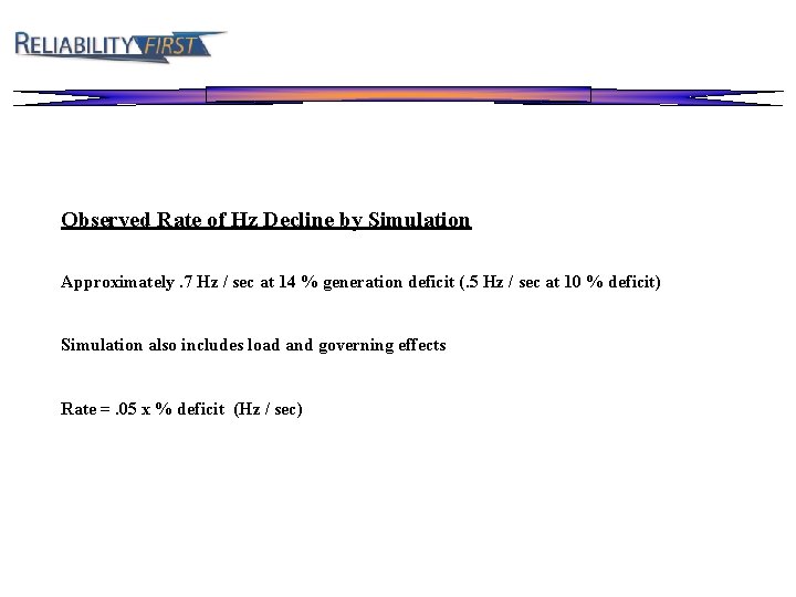 Observed Rate of Hz Decline by Simulation Approximately. 7 Hz / sec at 14