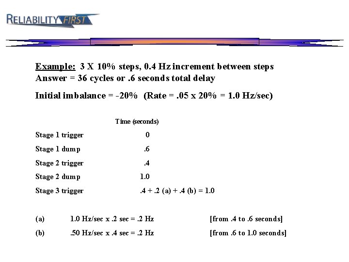 Example: 3 X 10% steps, 0. 4 Hz increment between steps Answer = 36