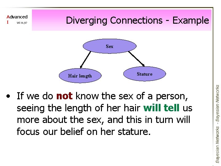 Advanced I WS 06/07 Diverging Connections - Example Sex Stature • If we do