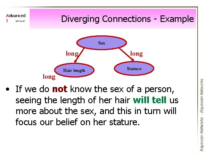 Diverging Connections - Example Advanced I WS 06/07 Sex long Hair length long Stature