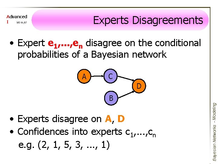 Experts Disagreements Advanced I WS 06/07 • Expert e 1, . . . ,