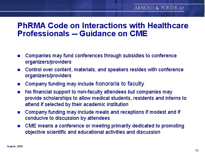 Ph. RMA Code on Interactions with Healthcare Professionals -- Guidance on CME n n