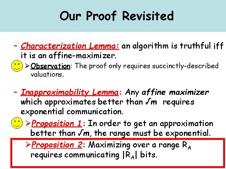 Our Proof Revisited – Characterization Lemma: an algorithm is truthful iff it is an