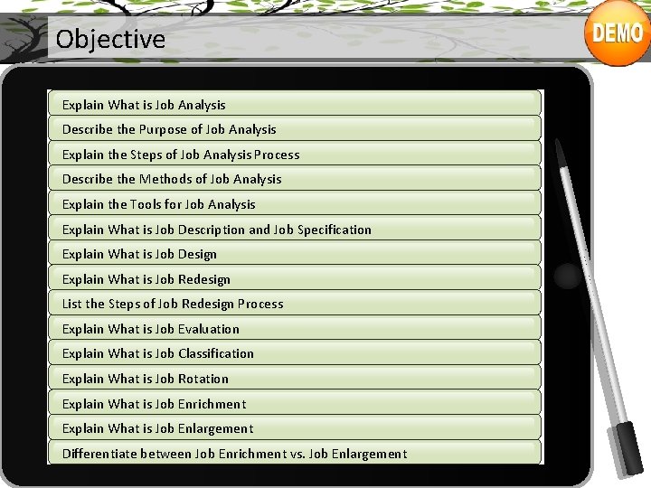 Objective Explain What is Job Analysis Describe the Purpose of Job Analysis Explain the