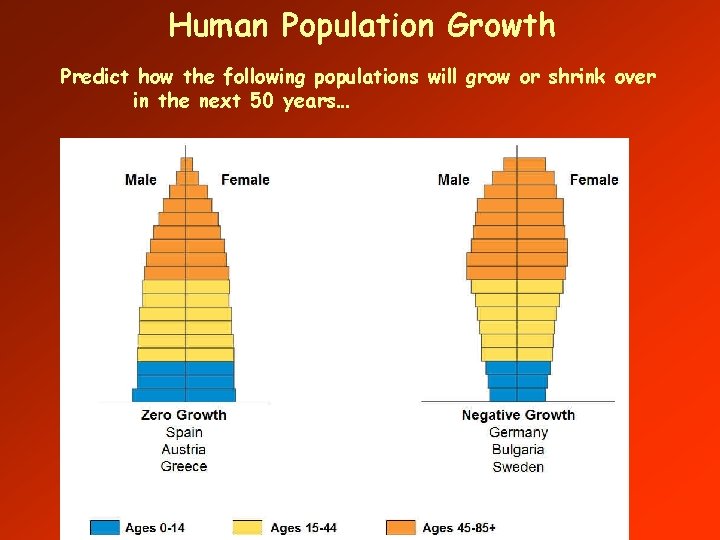 Human Population Growth Predict how the following populations will grow or shrink over in