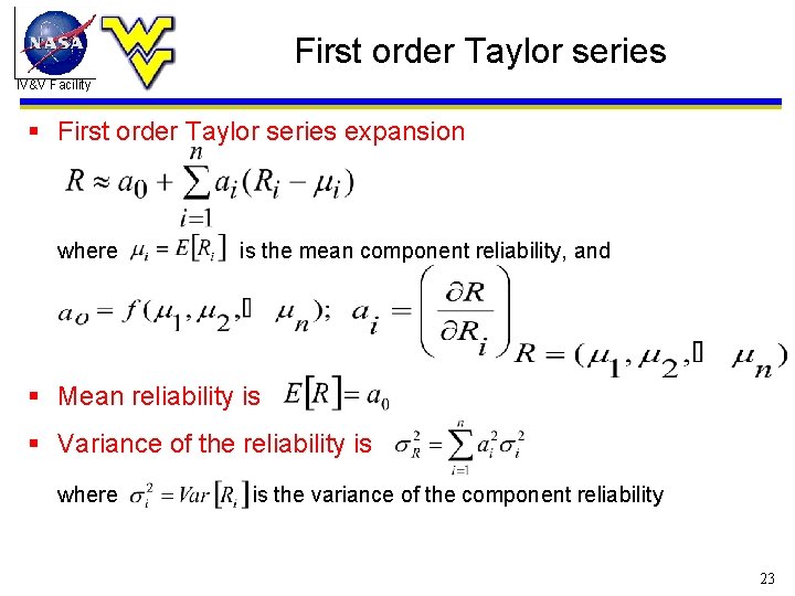 First order Taylor series IV&V Facility § First order Taylor series expansion where is