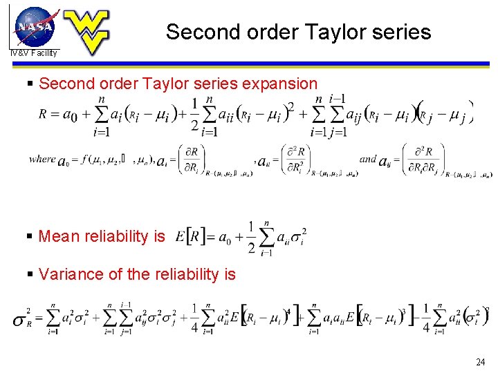 Second order Taylor series IV&V Facility § Second order Taylor series expansion § Mean