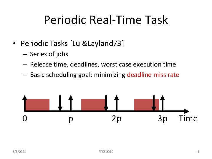 Periodic Real-Time Task • Periodic Tasks [Lui&Layland 73] – Series of jobs – Release