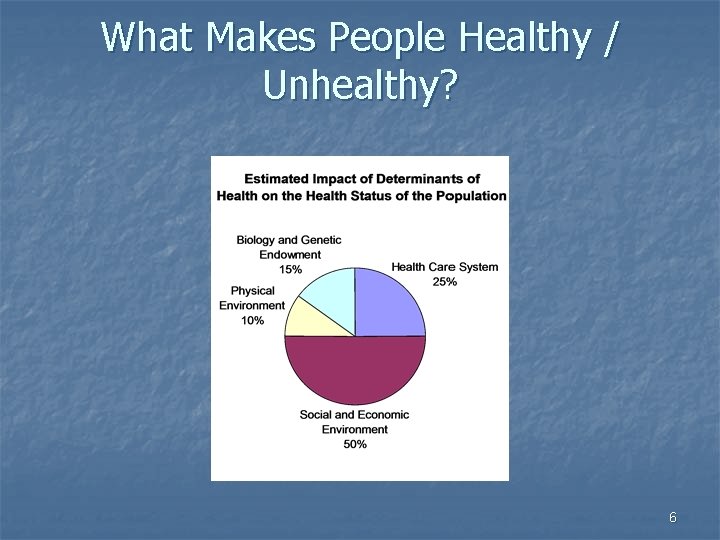 What Makes People Healthy / Unhealthy? 6 