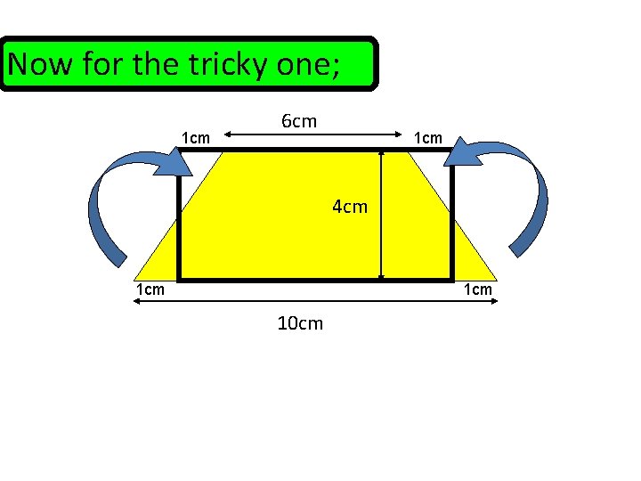 Now for the tricky one; 1 cm 6 cm 1 cm 4 cm 1