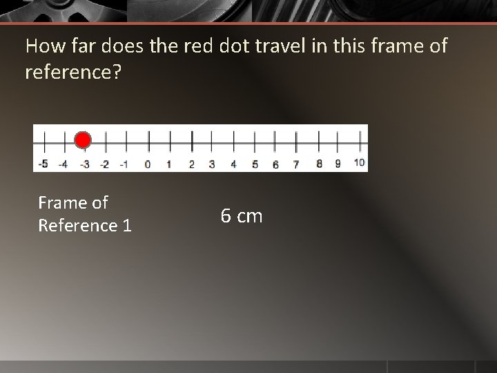 How far does the red dot travel in this frame of reference? Frame of
