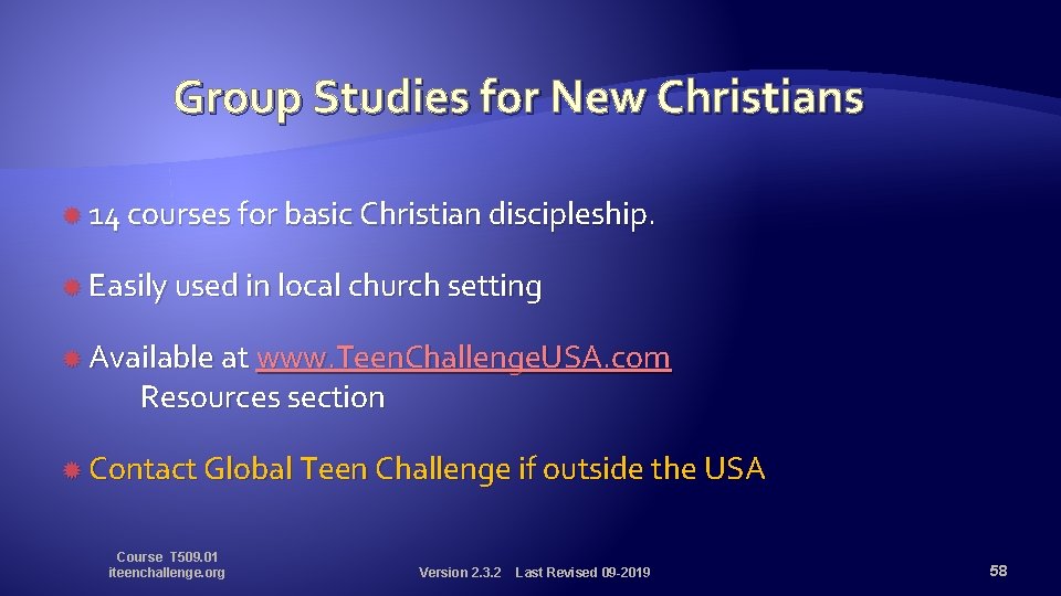 Group Studies for New Christians 14 courses for basic Christian discipleship. Easily used in