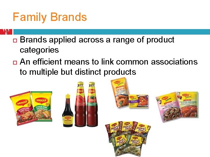 Family Brands 11. 1 6 Brands applied across a range of product categories An