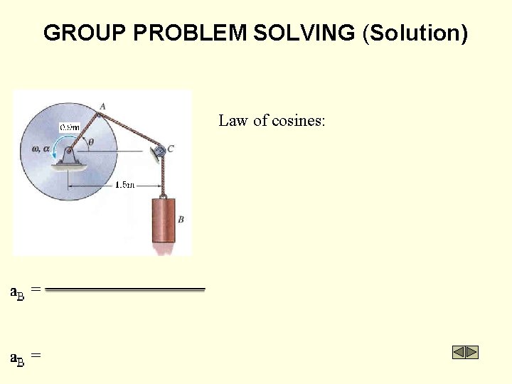 GROUP PROBLEM SOLVING (Solution) Law of cosines: a. B = 