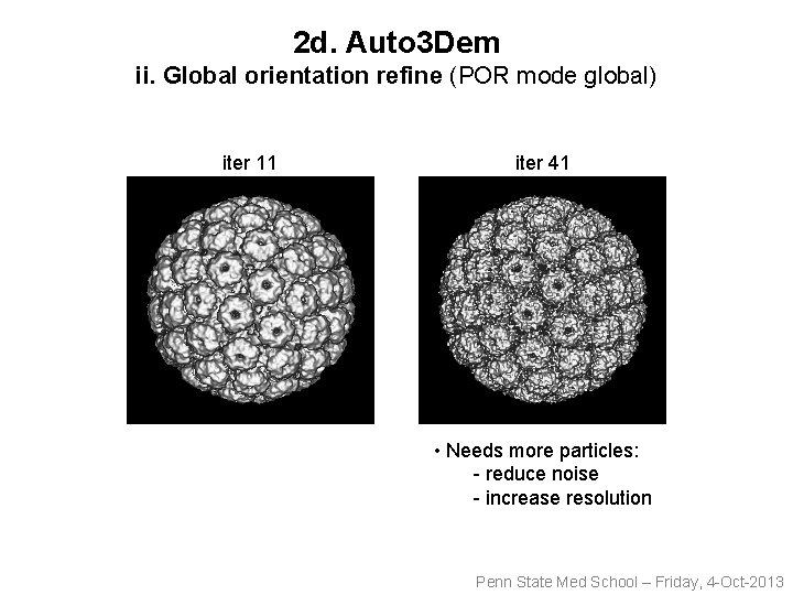 2 d. Auto 3 Dem ii. Global orientation refine (POR mode global) iter 11
