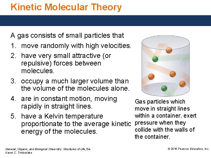 Kinetic Molecular Theory A gas consists of small particles that 1. move randomly with