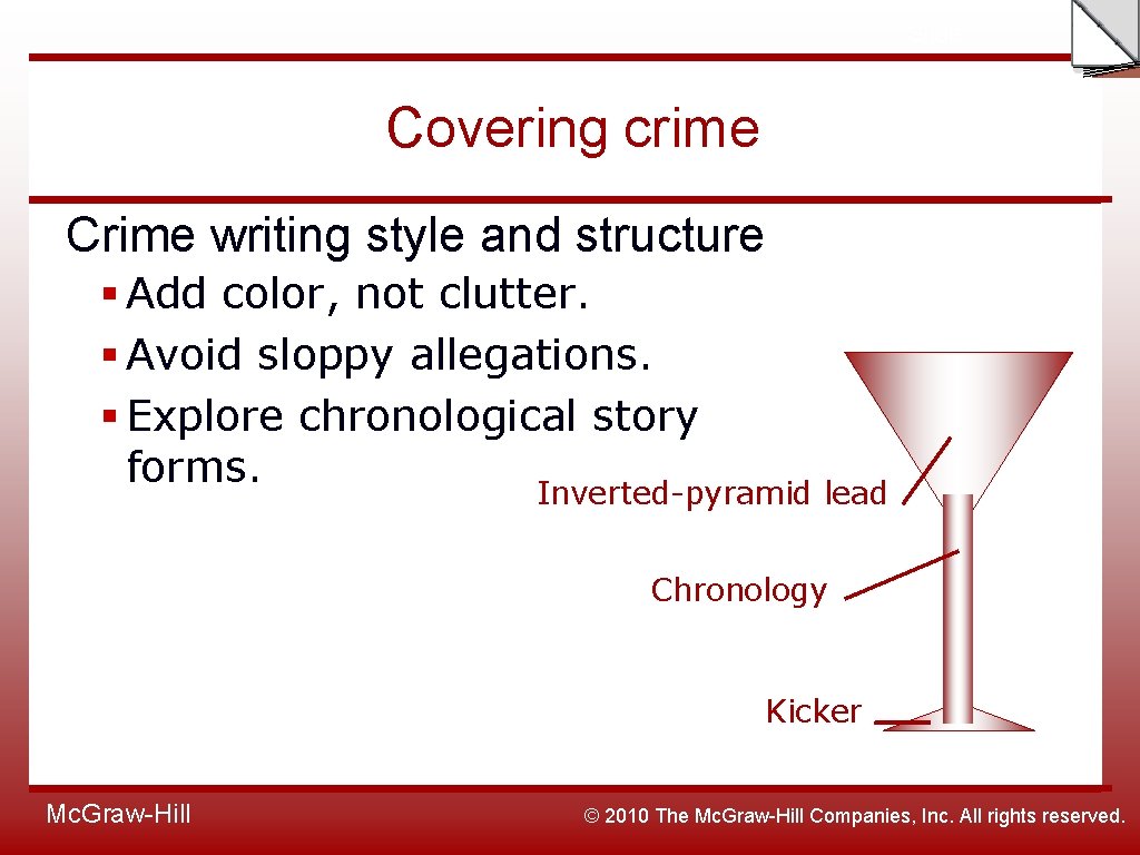Slide Covering crime Crime writing style and structure § Add color, not clutter. §