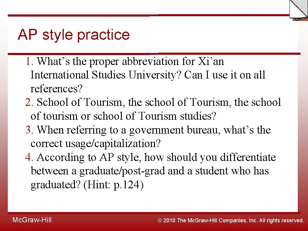 Slide AP style practice 1. What’s the proper abbreviation for Xi’an International Studies University?