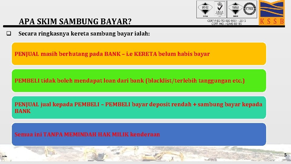 APA SKIM SAMBUNG BAYAR? q Secara ringkasnya kereta sambung bayar ialah: PENJUAL masih berhutang