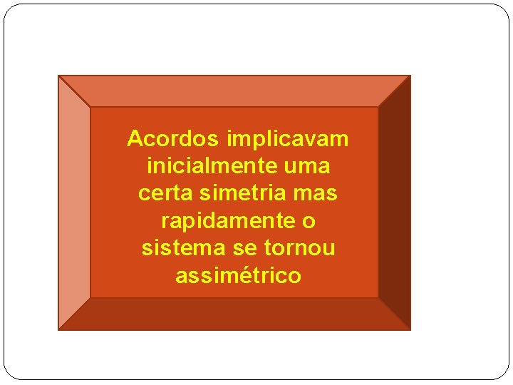 Acordos implicavam inicialmente uma certa simetria mas rapidamente o sistema se tornou assimétrico 