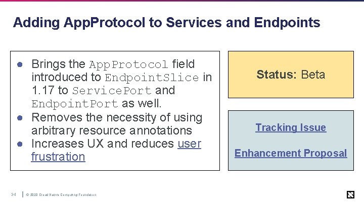 Adding App. Protocol to Services and Endpoints ● Brings the App. Protocol field introduced