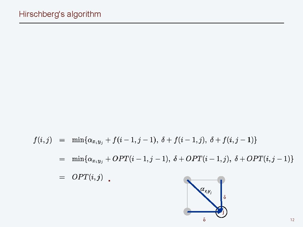 Hirschberg's algorithm ▪ δ i-j δ 12 