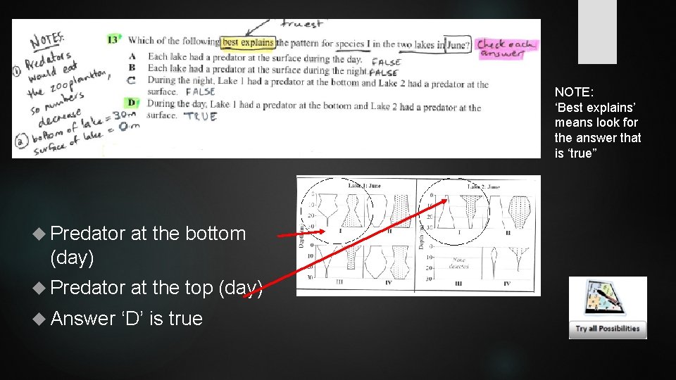 NOTE: ‘Best explains’ means look for the answer that is ‘true” Predator at the
