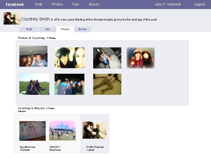 facebook Wall Photos Flair Boxes John F. Kennedy Courtney Smith is off to see