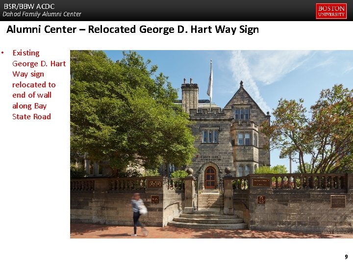 BSR/BBW ACDC Dahod Family Alumni Center – Relocated George D. Hart Way Sign •