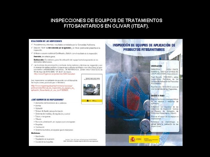 INSPECCIONES DE EQUIPOS DE TRATAMIENTOS FITOSANITARIOS EN OLIVAR (ITEAF). 