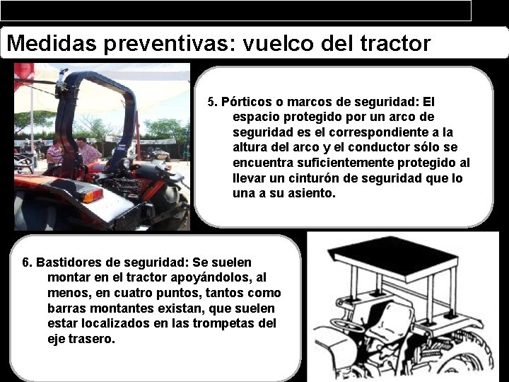 Medidas preventivas: vuelco del tractor 5. Pórticos o marcos de seguridad: El espacio protegido