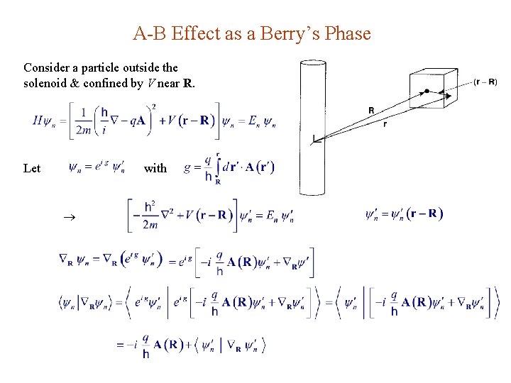 A-B Effect as a Berry’s Phase Consider a particle outside the solenoid & confined