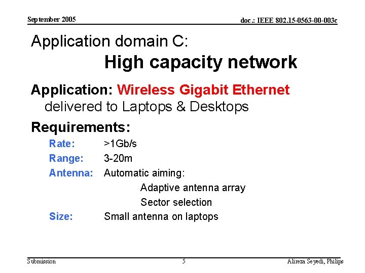 September 2005 doc. : IEEE 802. 15 -0563 -00 -003 c Application domain C: