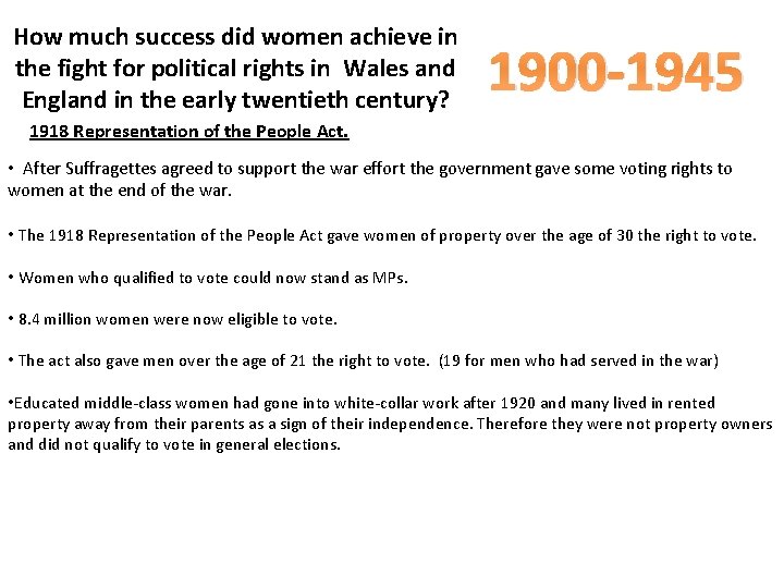 How much success did women achieve in the fight for political rights in Wales