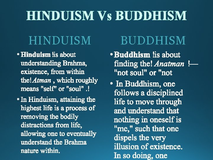 HINDUISM Vs BUDDHISM HINDUISM BUDDHISM 