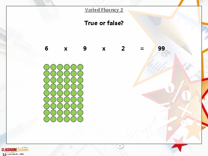 Varied Fluency 2 True or false? 6 © Classroom Secrets Limited x 9 x