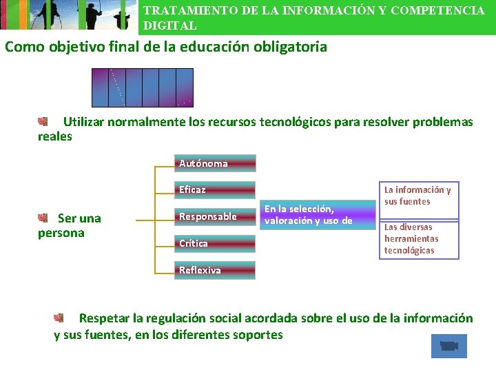 TRATAMIENTO DE LA INFORMACIÓN Y COMPETENCIA DIGITAL Como objetivo final de la educación obligatoria